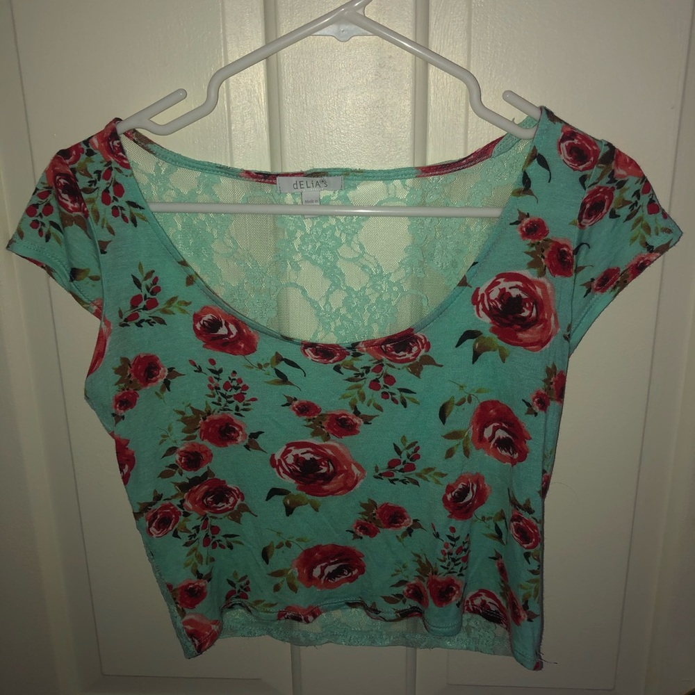 Delias Open Back Lace Crop Top